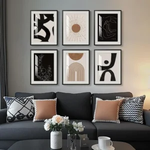 Boho Modern Abstract Wall Art, Set of 6