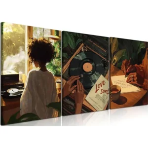 Woman Wall Art Set of 3 Fashion Black Girl Wall Decor