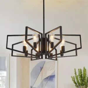 Modern 8-Light Geometric Chandelier