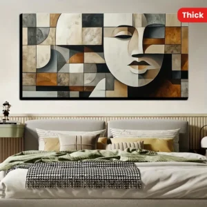 Hand-painted abstract geometric oil painting