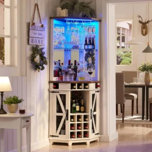 Farmhouse Wine Bar Cabinet w/Barn Door